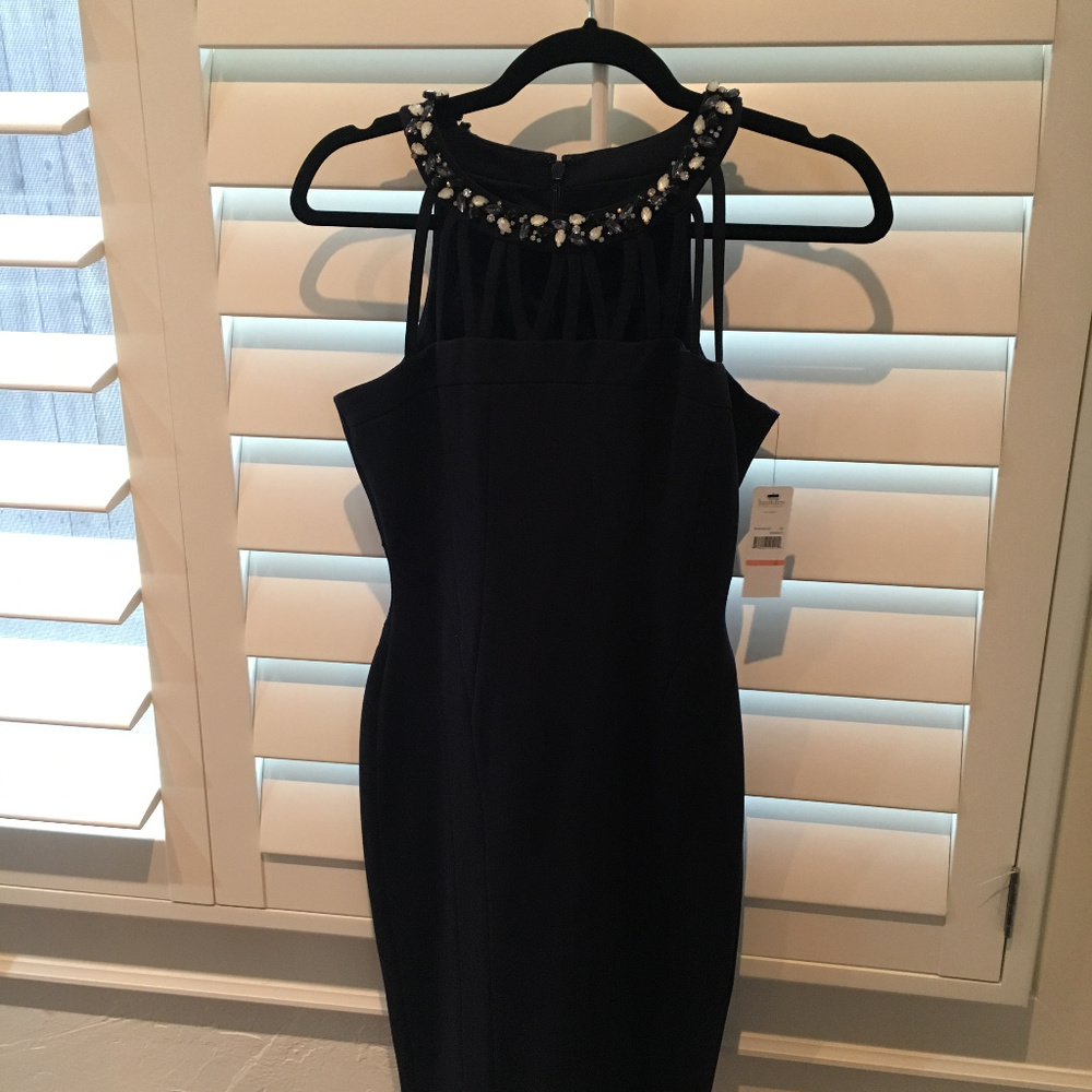Laundry by SS Beaded Collar Navy Dress sz 2 NWT